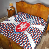 Czech Republic Quilt with Red Blue Geometric Design and National Lion Shield - Wonder Print Shop