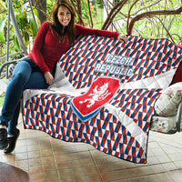 Czech Republic Quilt with Red Blue Geometric Design and National Lion Shield - Wonder Print Shop