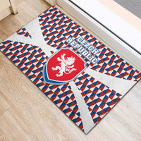 Czech Republic Rubber Doormat with Red Blue Geometric Design and National Lion Shield - Wonder Print Shop