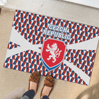 Czech Republic Rubber Doormat with Red Blue Geometric Design and National Lion Shield - Wonder Print Shop