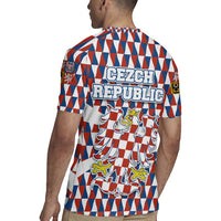 Czech Republic Rugby Jersey with Red Blue Geometric Design and National Lion Shield - Wonder Print Shop