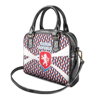 Czech Republic Shoulder Handbag with Red Blue Geometric Design and National Lion Shield - Wonder Print Shop