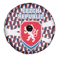 Czech Republic Spare Tire Cover with Red Blue Geometric Design and National Lion Shield - Wonder Print Shop