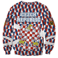 Czech Republic Sweatshirt with Red Blue Geometric Design and National Lion Shield - Wonder Print Shop