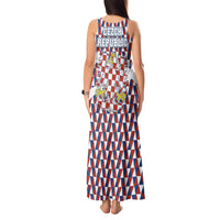 Czech Republic Tank Maxi Dress with Red Blue Geometric Design and National Lion Shield - Wonder Print Shop