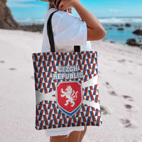 Czech Republic Tote Bag with Red Blue Geometric Design and National Lion Shield - Wonder Print Shop
