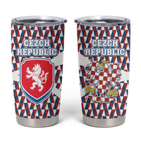 Czech Republic Tumbler Cup with Red Blue Geometric Design and National Lion Shield - Wonder Print Shop