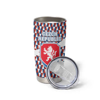 Czech Republic Tumbler Cup with Red Blue Geometric Design and National Lion Shield - Wonder Print Shop
