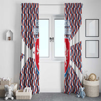 Czech Republic Window Curtain with Red Blue Geometric Design and National Lion Shield - Wonder Print Shop