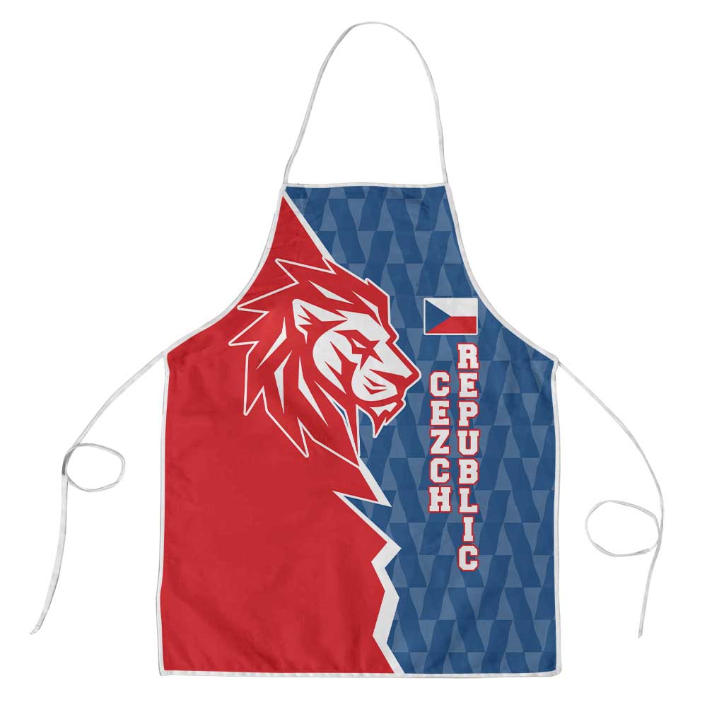 Czech Republic Apron with Red Blue Modern Lion Design and Geometric Flag - Wonder Print Shop
