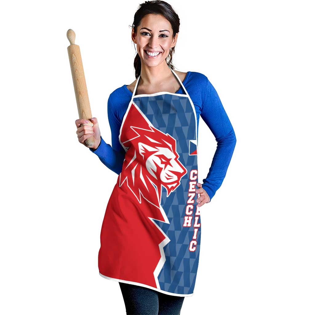 Czech Republic Apron with Red Blue Modern Lion Design and Geometric Flag - Wonder Print Shop