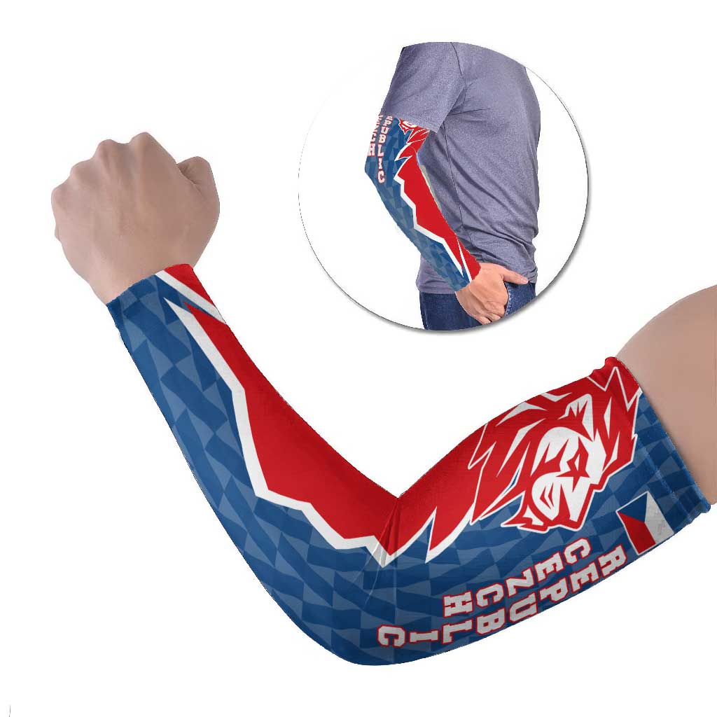 Czech Republic Arm Sleeves with Red Blue Modern Lion Design and Geometric Flag - Wonder Print Shop