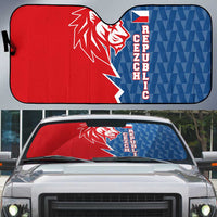 Czech Republic Auto Sun Shade with Red Blue Modern Lion Design and Geometric Flag - Wonder Print Shop
