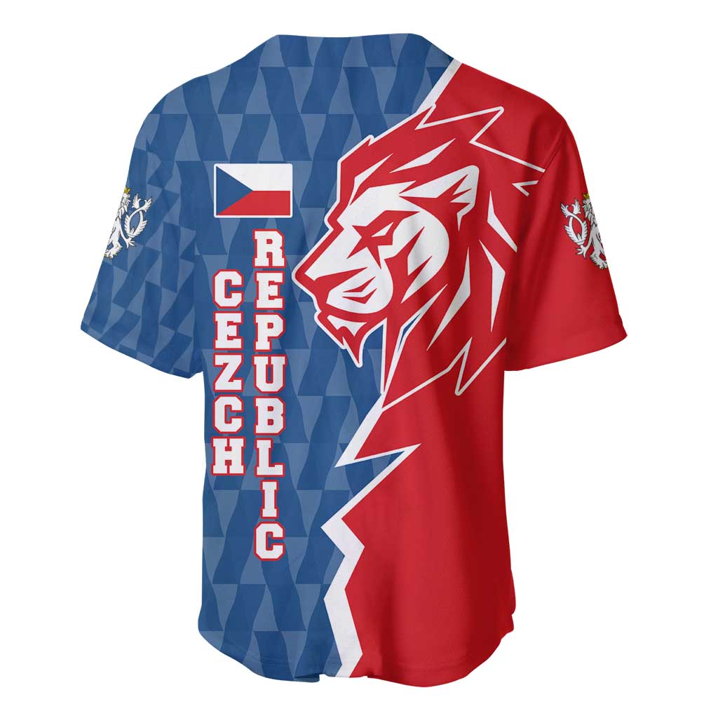 Czech Republic Baseball Jersey with Red Blue Modern Lion Design and Geometric Flag - Wonder Print Shop