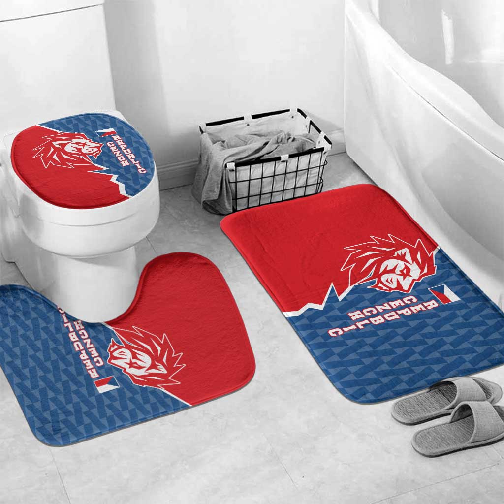 Czech Republic Bathroom Set with Red Blue Modern Lion Design and Geometric Flag - Wonder Print Shop