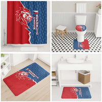 Czech Republic Bathroom Set with Red Blue Modern Lion Design and Geometric Flag - Wonder Print Shop