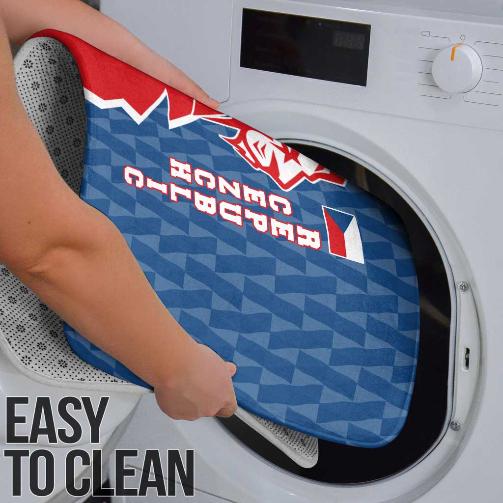 Czech Republic Bathroom Set with Red Blue Modern Lion Design and Geometric Flag - Wonder Print Shop