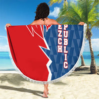 Czech Republic Beach Blanket with Red Blue Modern Lion Design and Geometric Flag - Wonder Print Shop