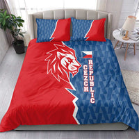 Czech Republic Bedding Set with Red Blue Modern Lion Design and Geometric Flag - Wonder Print Shop