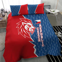 Czech Republic Bedding Set with Red Blue Modern Lion Design and Geometric Flag - Wonder Print Shop