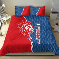 Czech Republic Bedding Set with Red Blue Modern Lion Design and Geometric Flag - Wonder Print Shop