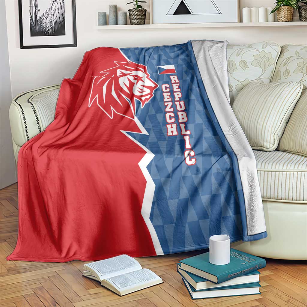 Czech Republic Blanket with Red Blue Modern Lion Design and Geometric Flag - Wonder Print Shop