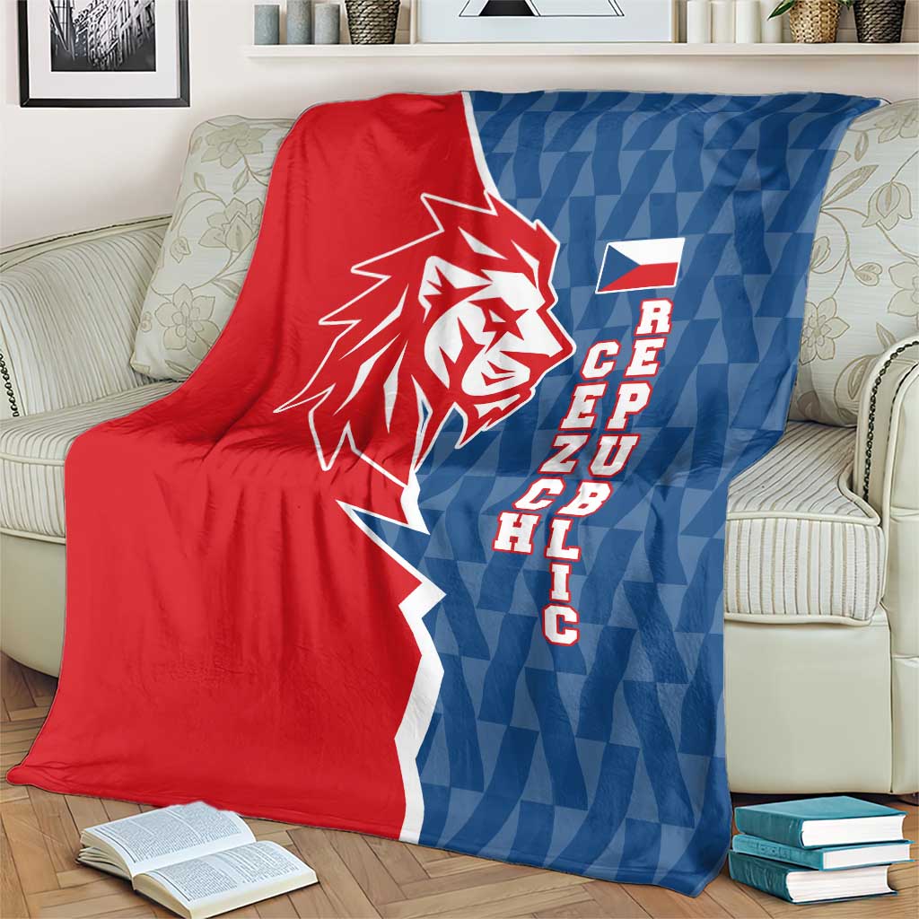 Czech Republic Blanket with Red Blue Modern Lion Design and Geometric Flag - Wonder Print Shop