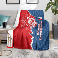 Czech Republic Blanket with Red Blue Modern Lion Design and Geometric Flag - Wonder Print Shop
