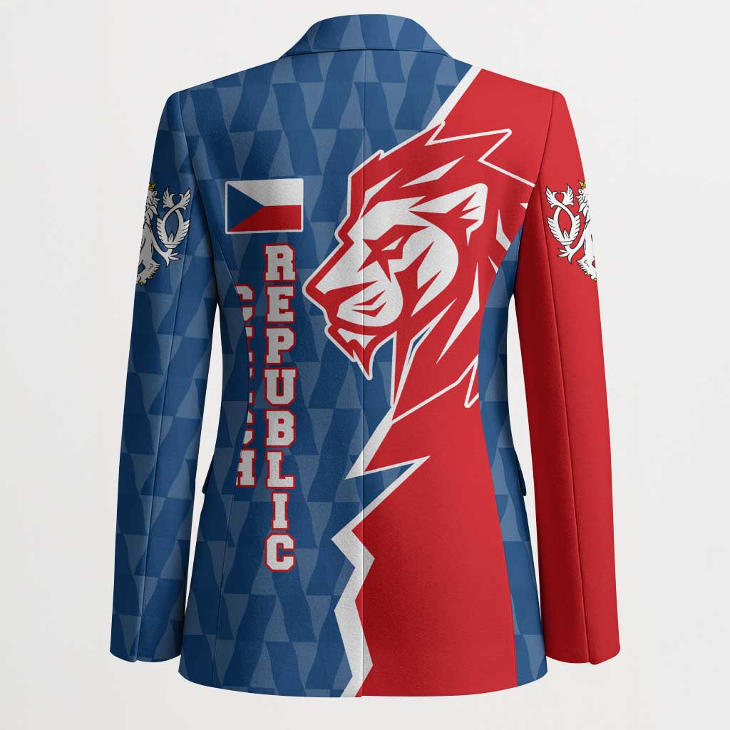 Czech Republic Blazer with Red Blue Modern Lion Design and Geometric Flag - Wonder Print Shop