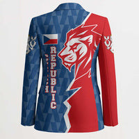 Czech Republic Blazer with Red Blue Modern Lion Design and Geometric Flag - Wonder Print Shop