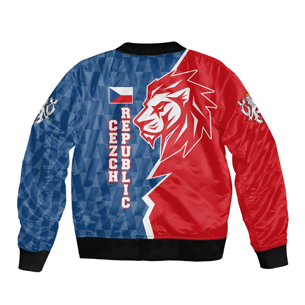Czech Republic Bomber Jacket with Red Blue Modern Lion Design and Geometric Flag - Wonder Print Shop
