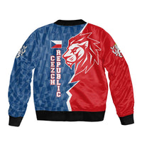 Czech Republic Bomber Jacket with Red Blue Modern Lion Design and Geometric Flag - Wonder Print Shop