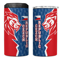 Czech Republic 4 in 1 Can Cooler Tumbler with Red Blue Modern Lion Design and Geometric Flag - Wonder Print Shop