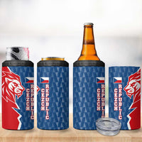 Czech Republic 4 in 1 Can Cooler Tumbler with Red Blue Modern Lion Design and Geometric Flag - Wonder Print Shop