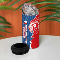 Czech Republic 4 in 1 Can Cooler Tumbler with Red Blue Modern Lion Design and Geometric Flag - Wonder Print Shop