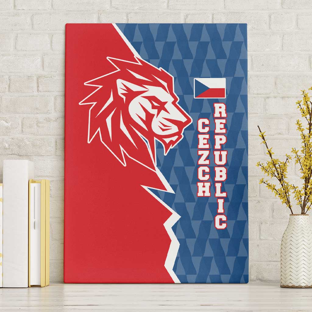 Czech Republic Canvas Wall Art with Red Blue Modern Lion Design and Geometric Flag - Wonder Print Shop