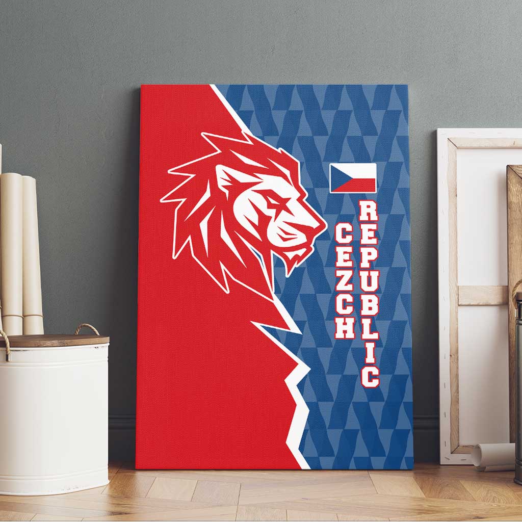 Czech Republic Canvas Wall Art with Red Blue Modern Lion Design and Geometric Flag - Wonder Print Shop