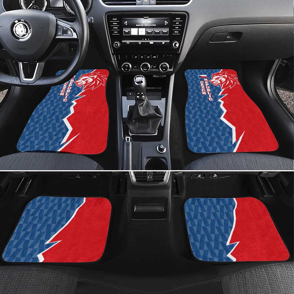 Czech Republic Car Mats with Red Blue Modern Lion Design and Geometric Flag - Wonder Print Shop