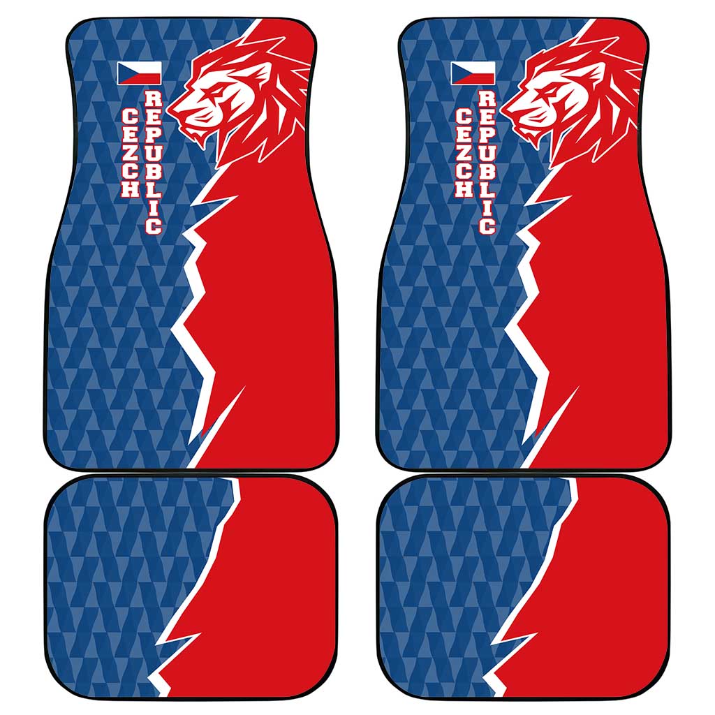 Czech Republic Car Mats with Red Blue Modern Lion Design and Geometric Flag - Wonder Print Shop