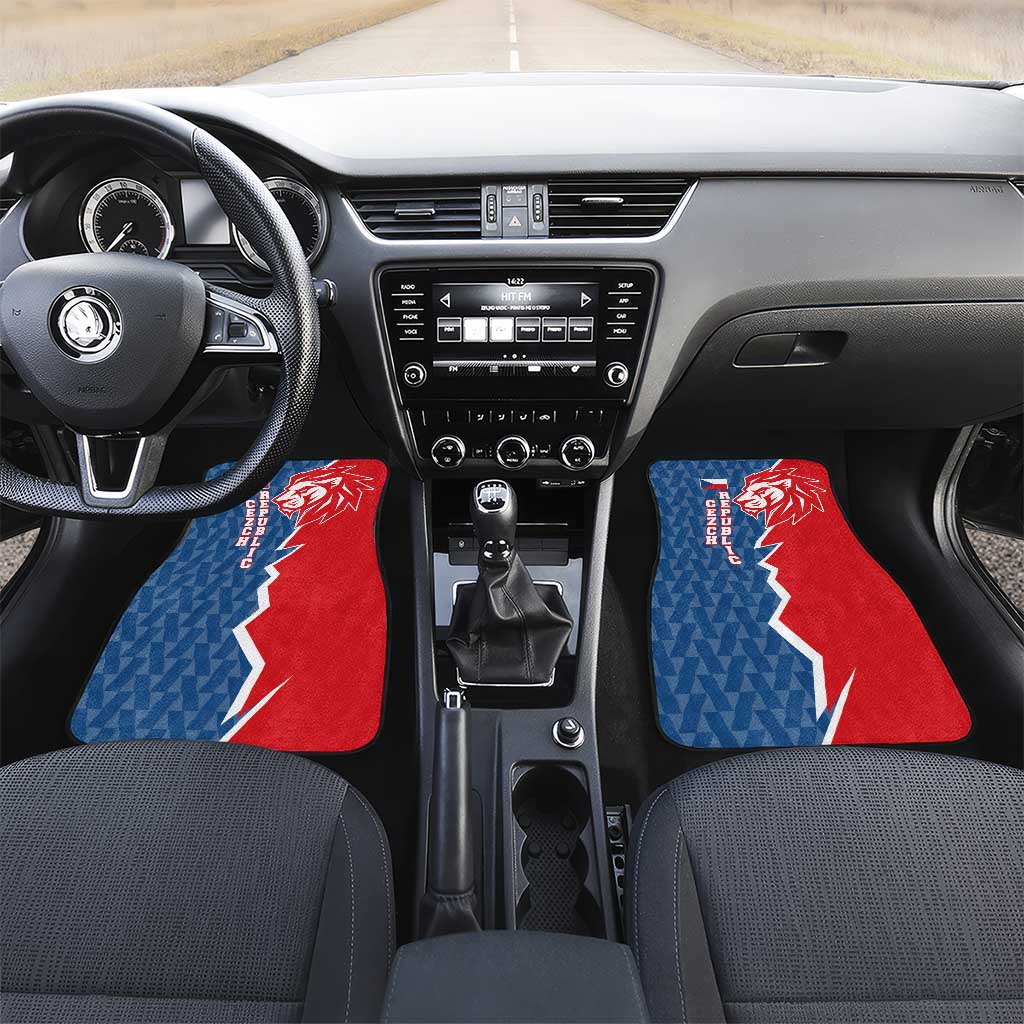 Czech Republic Car Mats with Red Blue Modern Lion Design and Geometric Flag - Wonder Print Shop