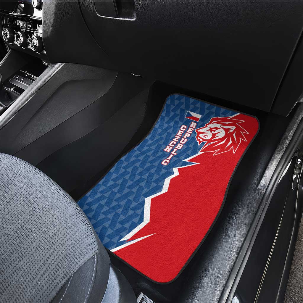 Czech Republic Car Mats with Red Blue Modern Lion Design and Geometric Flag - Wonder Print Shop
