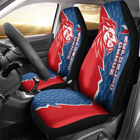 Czech Republic Car Seat Cover with Red Blue Modern Lion Design and Geometric Flag - Wonder Print Shop