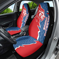 Czech Republic Car Seat Cover with Red Blue Modern Lion Design and Geometric Flag - Wonder Print Shop