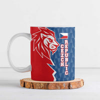 Czech Republic Ceramic Mug with Red Blue Modern Lion Design and Geometric Flag - Wonder Print Shop