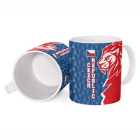 Czech Republic Ceramic Mug with Red Blue Modern Lion Design and Geometric Flag - Wonder Print Shop