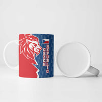 Czech Republic Ceramic Mug with Red Blue Modern Lion Design and Geometric Flag - Wonder Print Shop