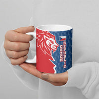 Czech Republic Ceramic Mug with Red Blue Modern Lion Design and Geometric Flag - Wonder Print Shop