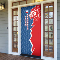 Czech Republic Door Cover with Red Blue Modern Lion Design and Geometric Flag - Wonder Print Shop