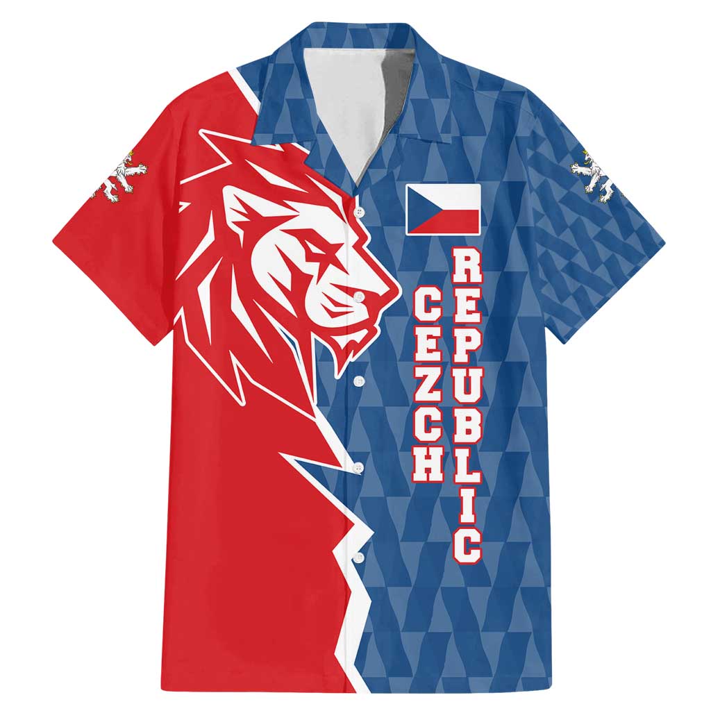 Czech Republic Family Matching Mermaid Dress and Hawaiian Shirt with Red Blue Modern Lion Design and Geometric Flag - Wonder Print Shop