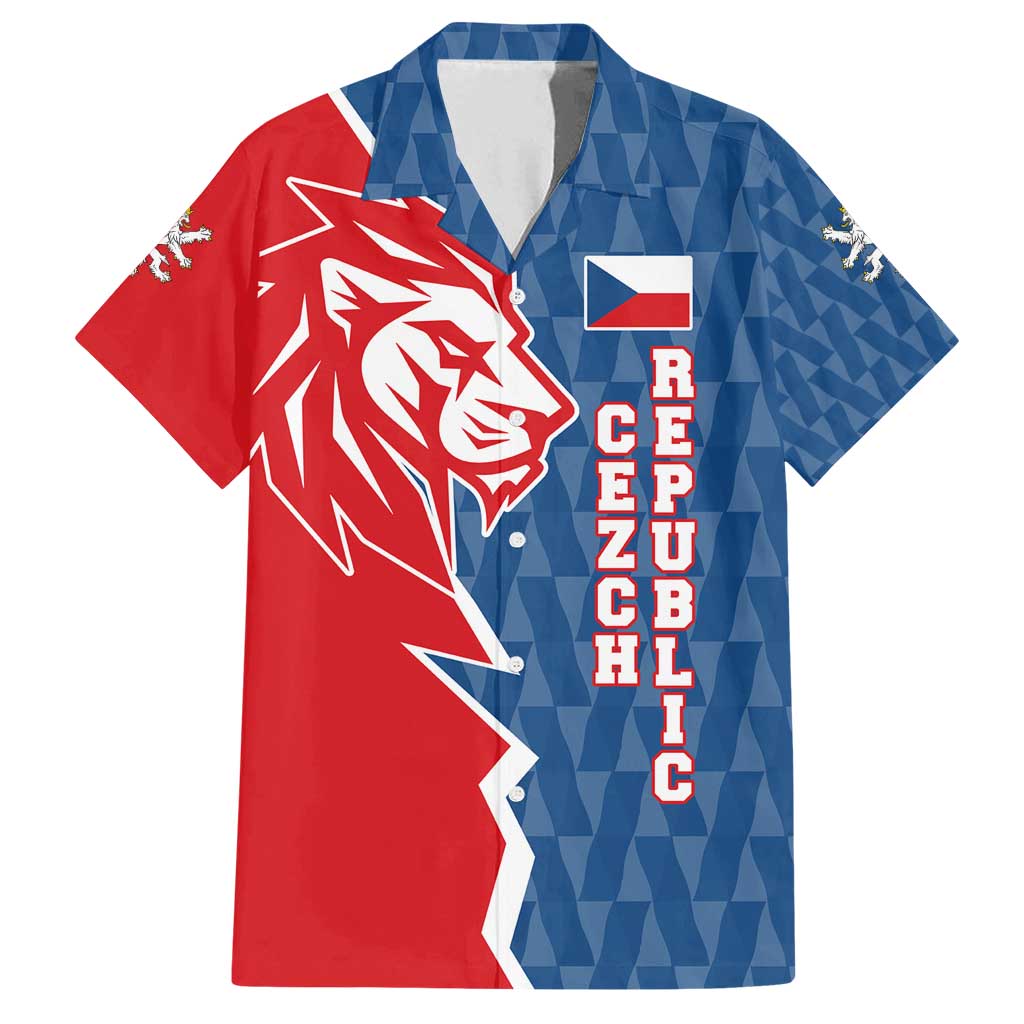 Czech Republic Family Matching Puletasi and Hawaiian Shirt with Red Blue Modern Lion Design and Geometric Flag - Wonder Print Shop